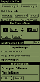 Sample App showing Popup Time Selector and InputPrompt